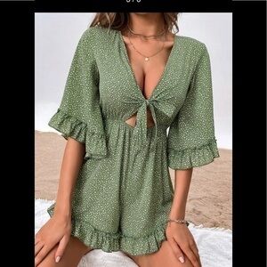 SHEIN KEYHOLE FRONT POLKA DOT ROMPER